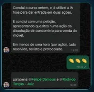 Um depoimento de um dos alunos do curso A Nova Prática Jurídica com IA.